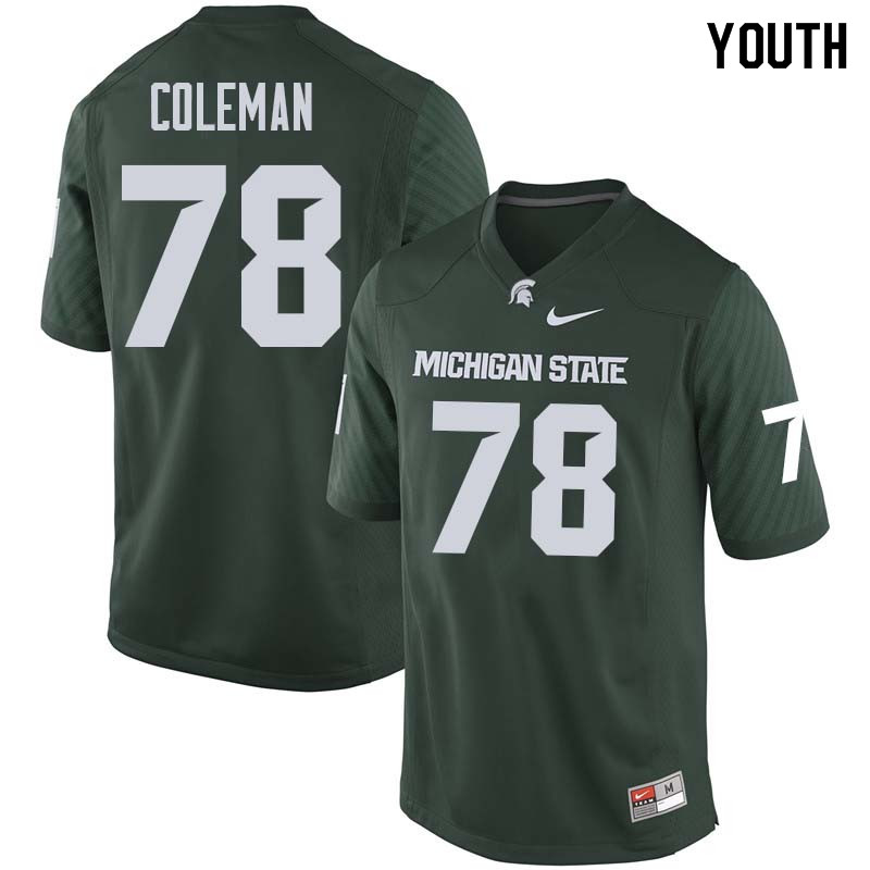 Youth #78 Don Coleman Michigan State College Football Jerseys Sale-Green